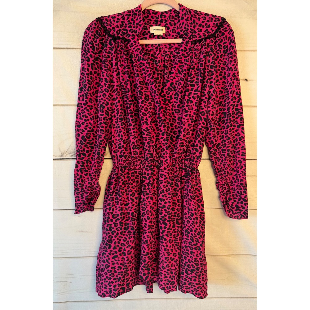 Zadig & Voltaire Reveal Print Leo Pink Leopard Mini Dress XS SJCP0412F